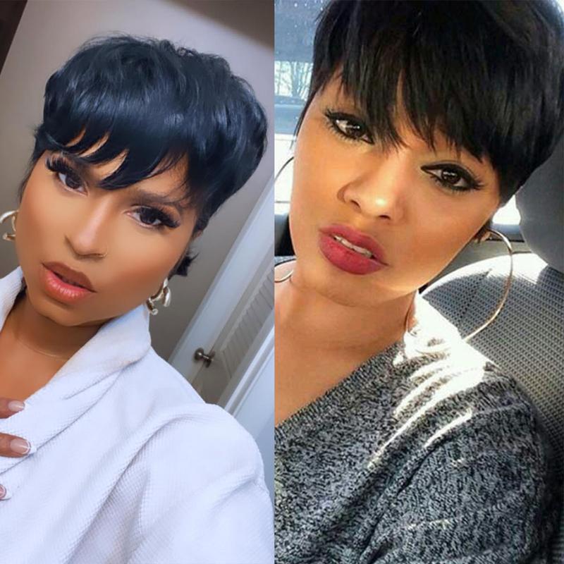 ShowRealHair Wig 036 Pickled Color Pixie Cut Wigs Pixie Wigs Human Hair Coiffure Wigs for Black Women Pickled Color Short Hair Pixie Cut Style Pixie Wigs Pixie Cut Layered Wig Glueless Wig NYC Short Wigs for Black Women