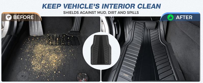 FLORICH Car Floor Mats, Heavy Duty Floor Mats for Cars, 4 Piece All-Weather Floor Mats with Anti-Slip Backing, Waterproof Universal Trim-to-Fit, Automotive Floor Mat for Cars SUV Trucks