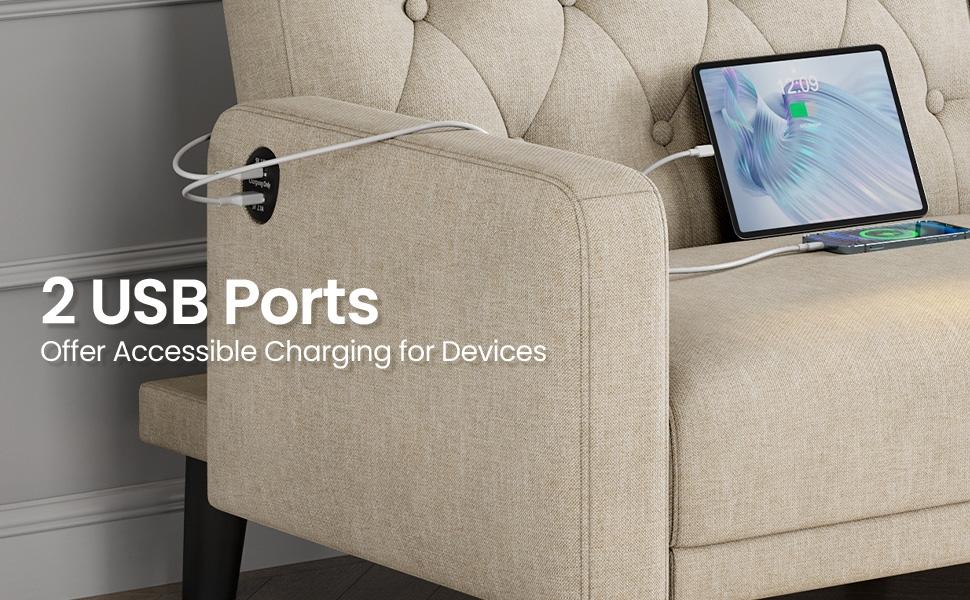 Yaheetech 63in Convertible Futon Sofa Bed Couch Split-back Sleeper w/ USB Ports for Living Room, Guest Room, Apartments, Guest Rooms Yaheetech 63in Convertible Futon Sofa Bed Couch Split-back Sleeper w/ USB Ports for Living Room, Guest Room, Apartments, Guest Rooms