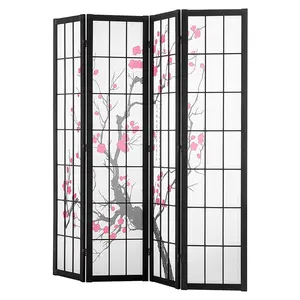 VEVOR Room Divider,  , 4 Panel Japanese Room Divider Screen, Wood Folding Privacy Screen Indoor, Japanese Partition Portable Decoration Dividers, for Room Separation Home Office Restaurant & Bedroom