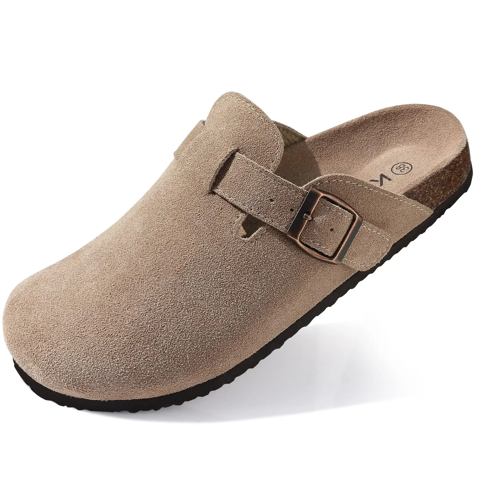 KIDMI Suede Clogs Women Fashion Men Round Toe Cork Footbed Clogs Potato Shoes Clogs Men Shoes Outdoor Nonslip Walking Shoes Slides Home Slippers With Arch Support Retro Design Unisex Clogs【Order Reference Size Guide】
