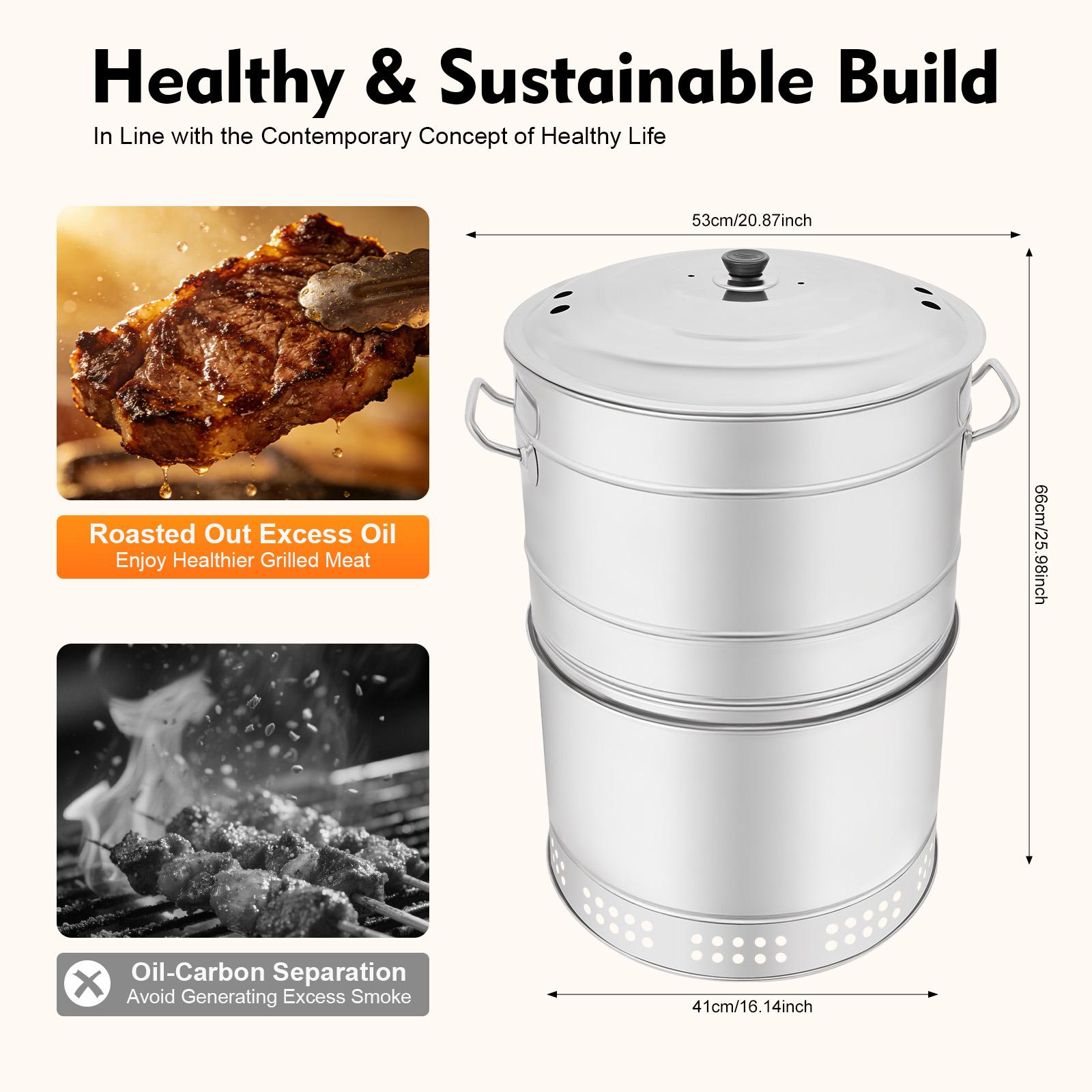 Portable Stainless Steel Charcoal Barbecue Grill with 50 Skewers Food Clips Fish Clip Charcoal Clip Full Accessories for Camping Picnic Beach Backyard BBQ