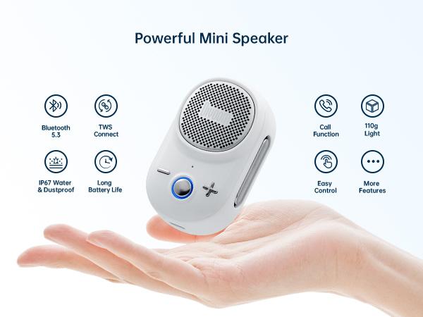 Divoom Itour-S Portable Mini Wearable Bluetooth Speaker with Big Audio Punchy Bass Clip-On Design IP67 Waterproof Dustproof 10 Hours Playtime for Home Travel Office and Outdoors