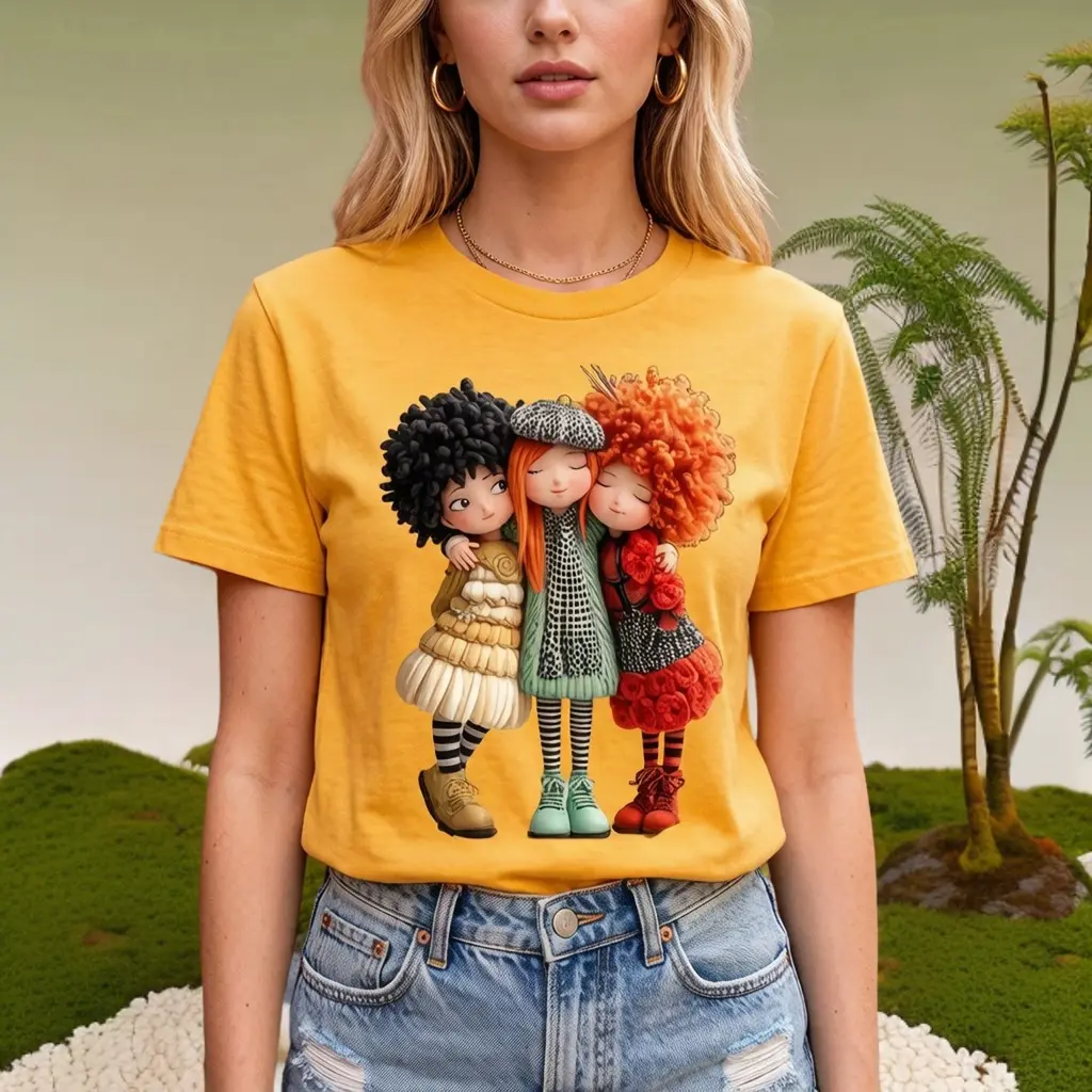 Alt Girl Vintage Tee | Mustard Redhead Bestie Hug Graphic Top | Y2K Aesthetic Short Sleeve Shirt | Cute Grunge Cotton Summer Outfit for Women sohochic
