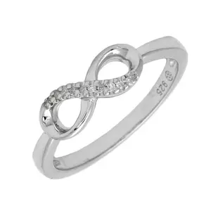 Sterling Silver Infinity Single Micro Pave Diamond Ring (Silver Diamond Ring “infinity”)