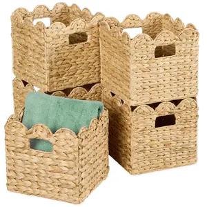 Best Choice Products Scalloped 12 x 12in Hyacinth Storage Basket Set of 5