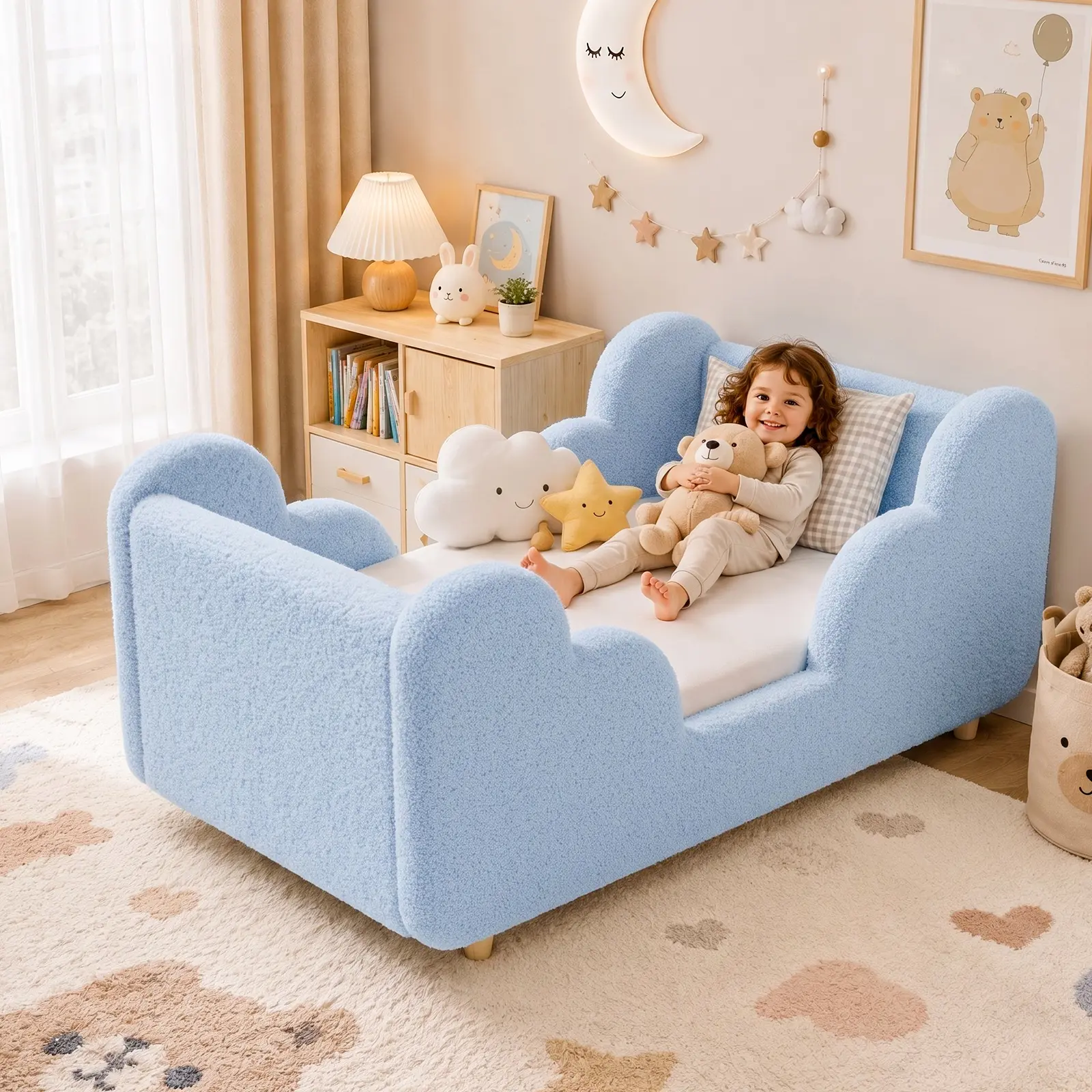 Lilypelle Montessori Bed for Toddlers, Standard Crib Size Floor Bed Frame with Extra Safety Guard & Certified Fabric, Dorm Essentials Home Decor Deskmakeover Item by Summerwins,sohochic