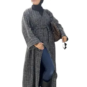Amira Tweed Abaya Coat Set for Women – Full Sleeve Modest Outerwear in Neutral Tones | Zoya Z