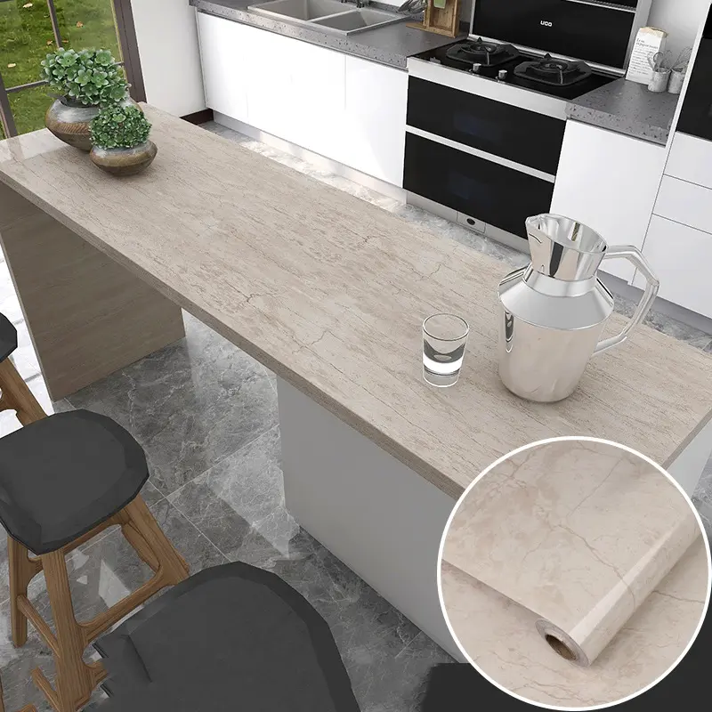 Self Adhesive Gloss Marble Contact Paper Waterproof Granite Countertop Peel Stick Wallpaper, Removable Oil Proof Marble Vinyl Film for Kitchen Counter Bathroom Cabinet Dining Table Desk Furniture Decor