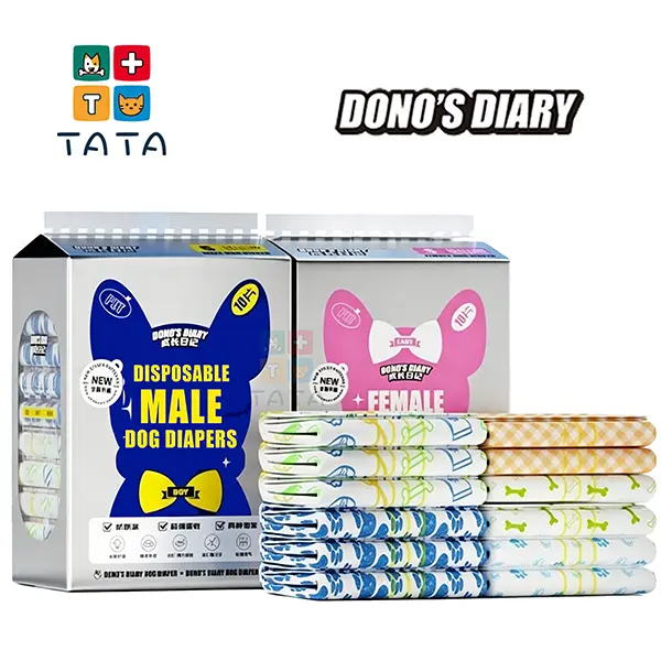 Dono Disposable Pet Diapers for Dogs & Cats - Quick-Absorb, Breathable, Leak-Proof, Soft Stretchable Waistband, Post-Surgery Care, Incontinence, Training, Home Cleanliness Support, Supplies, Travel