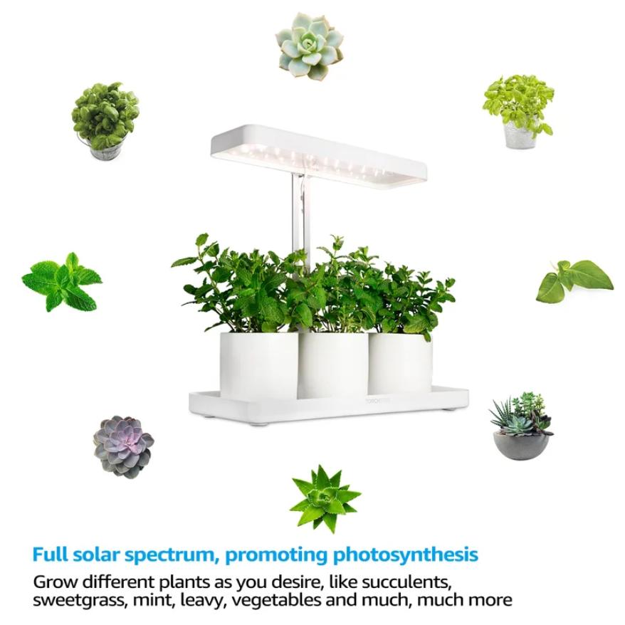 Indoor Plant LED Grow Light with Timer, Full Spectrum, Adjustable Height, Beginner Friendly