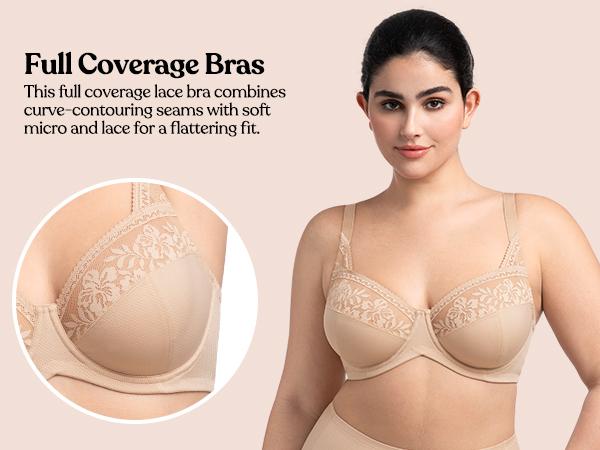 HSIA Luminous Bloom Plus Size Unlined Full Coverage Underwire Bra with Multi-Layer Mesh Fabric & Adjustable Straps for Enhanced Support