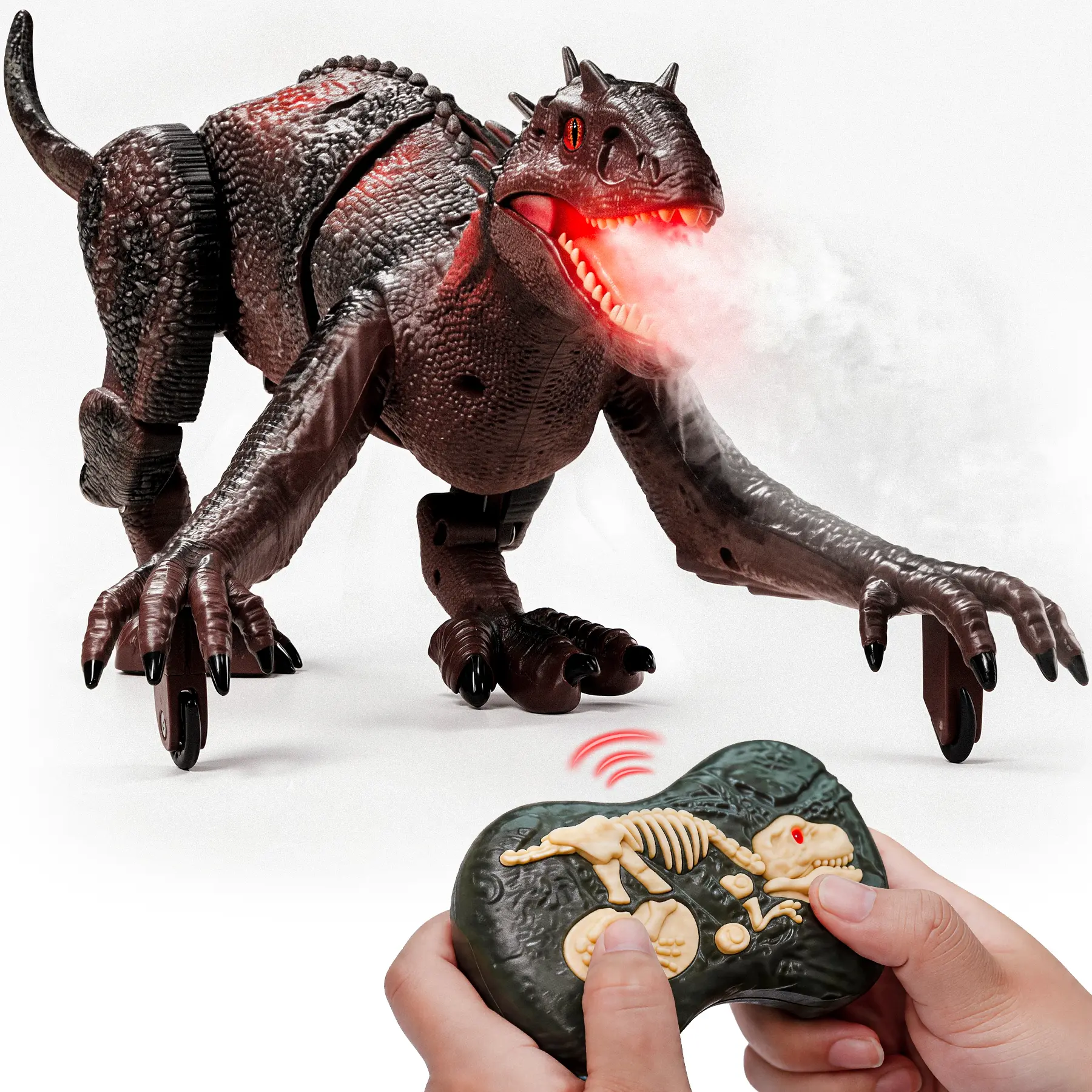 Veeniix Large RC Dinosaur Toy with Rechargeable Battery, Remote Control Walking, Roar & Light, Demo Mode, Interactive Jurassic Birthday Gift for Kids Ages 6-12