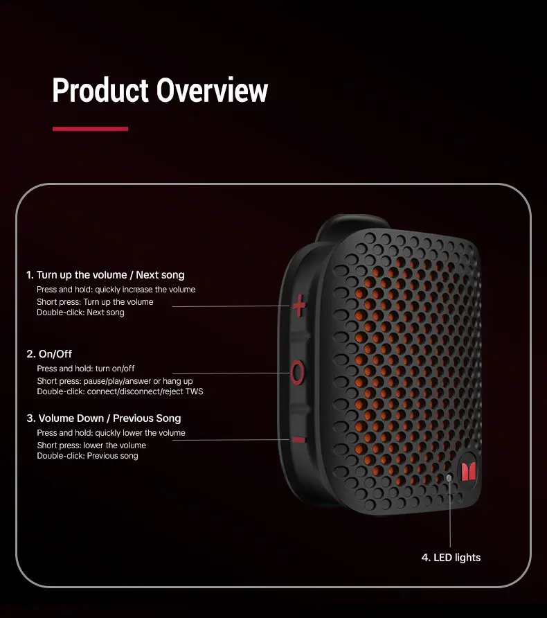 MONSTER M3 Portable Bluetooth Speaker - Compact Waterproof Bluetooth Speaker, 80g Lightweight, TWS Stereo Sound, IPX8 1m Water Immersion, Magnetic Clip-On Wearable, User-Friendly Buttons, 16.0H+ Playtime for Outdoor, Gym, Water Proof