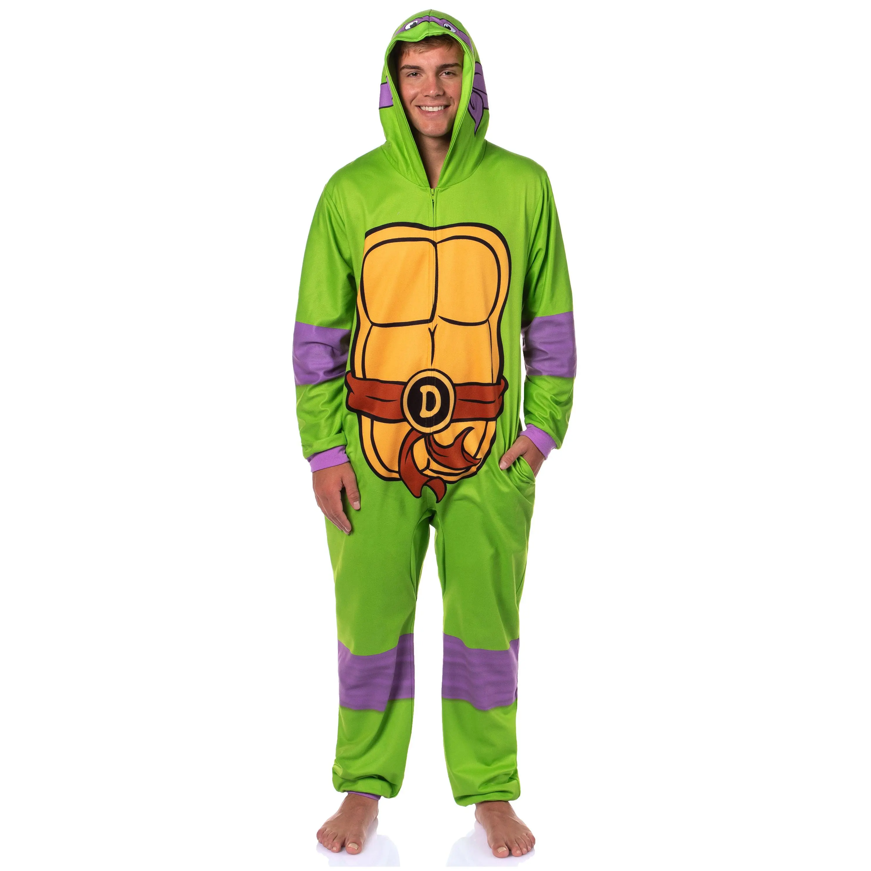 Teenage Mutant Ninja Turtles Mens' Hooded Union Suit Costume Sleep Pajama For Adults
