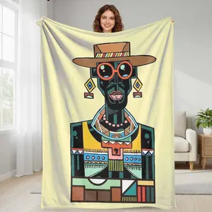 Geometric Tribal Art Flannel Blanket  Abstract Ethnic Pattern Design  Soft Warm Cozy Durable Lightweight Throw  Perfect for Living Room Decor  Bedroom Accent  Sofa Nap  Office Lounge  Housewarming Gift  Relaxation and Meditation Space