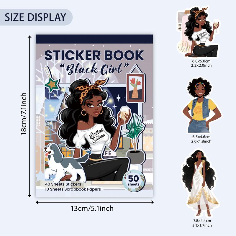 326 PCS 40 Sheets Melanin Black Girl Sticker Book – Afro-Aesthetic Planner Stickers with Washi Tape for Journals, Scrapbooking, Planners & DIY Crafts, TikTokShopJumpstartSale