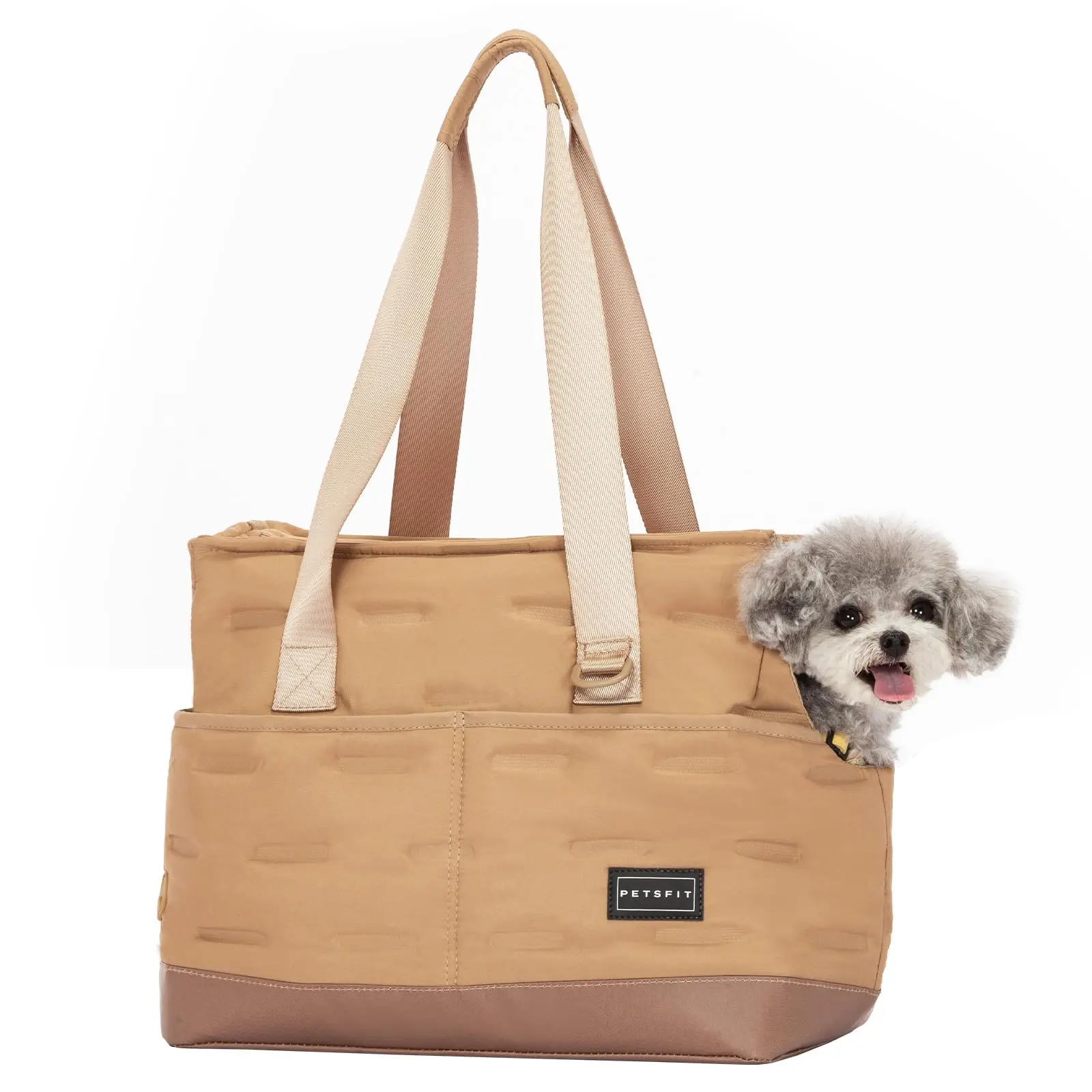 Petsfit Small Dog Carrier Purse, Portable Pet Carrier Tote Cat Carrier with Pockets, Adjustable Safety Leash, Poop Dispenser, Waterproof TPU Bottom,Khaki sohochic