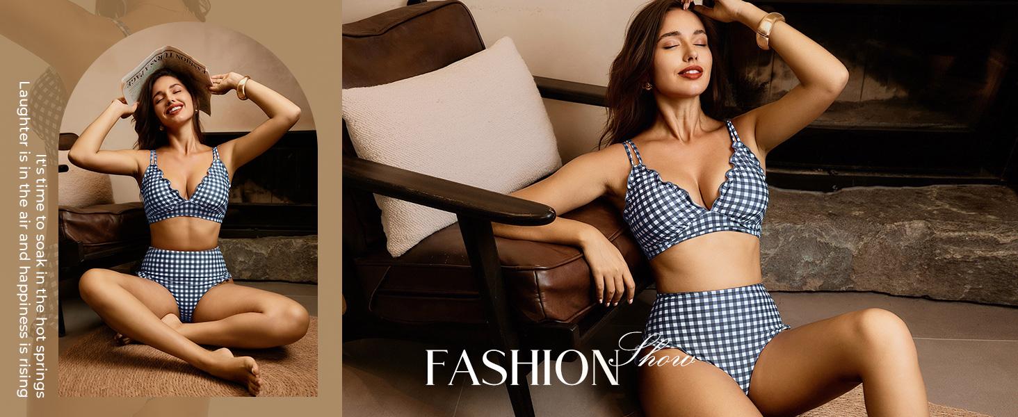【S-XL】Hanna Nikole Women High Waisted Bikini Sets Ruffle, 2 Piece Bathing Suit Tummy Control, Sexy Retro Swimsuits Beachwear