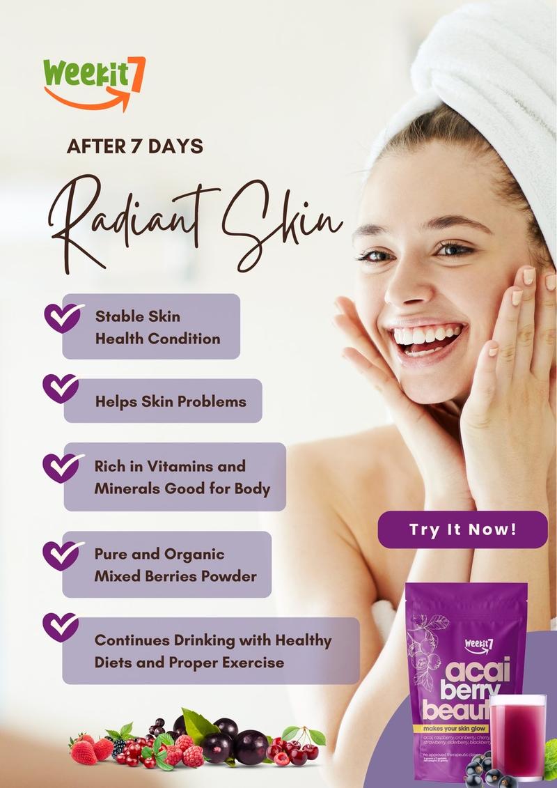 Weekit7 Acai Berry Beauty Powder Drink - 7 Kinds of Mixed Berries - Organic Antioxidant Superfood Boost Support Vitamins Beauty Supplement Fitness Low Calorie Dietary - Edible Healthcare Weekit7 Acai Berry Beauty Powder Drink - 7 Kinds of Mixed Berries - Organic Antioxidant Superfood Boost Support Vitamins Beauty Supplement Fitness Low Calorie Dietary - Edible Healthcare