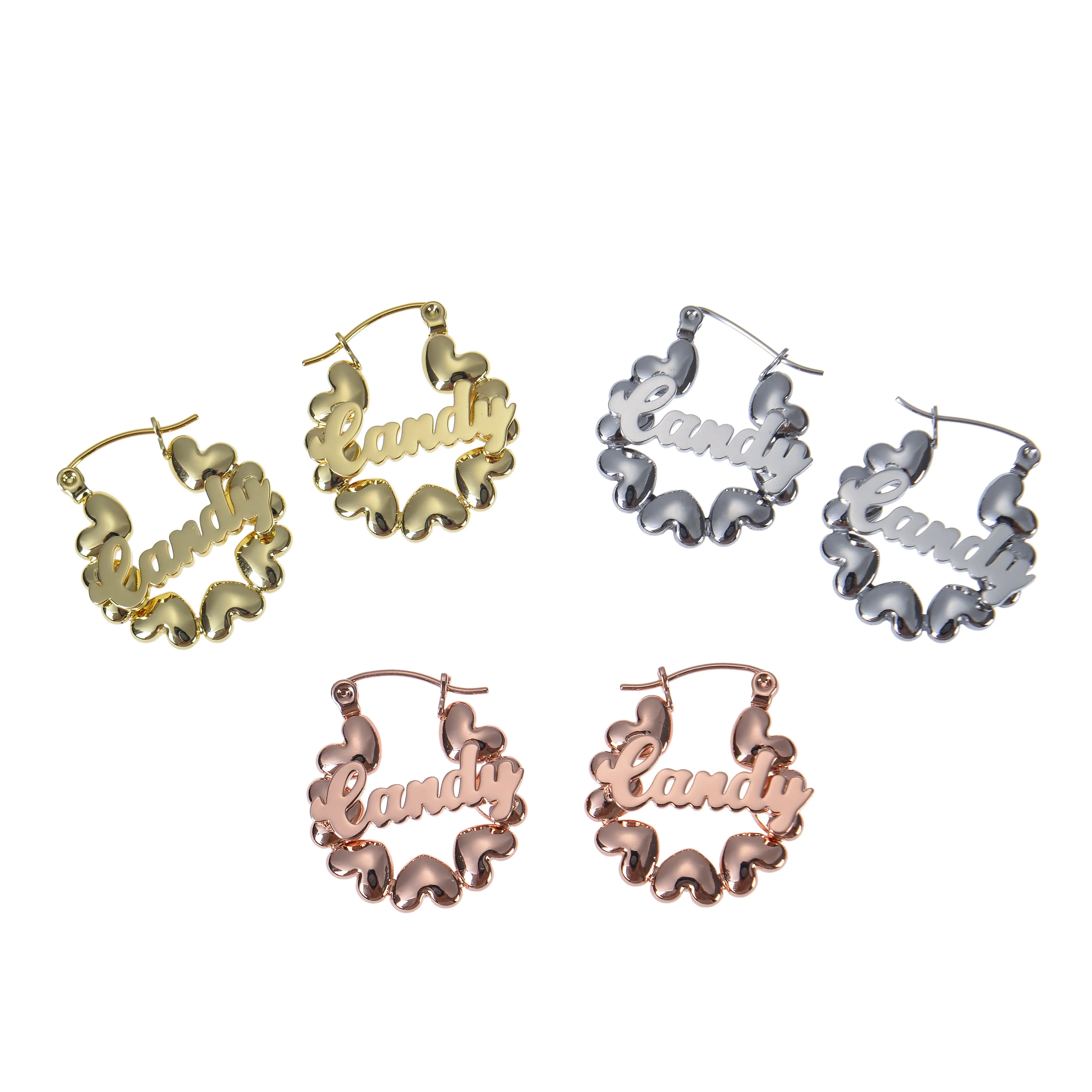 Personalized Name Heart Hoop Earrings