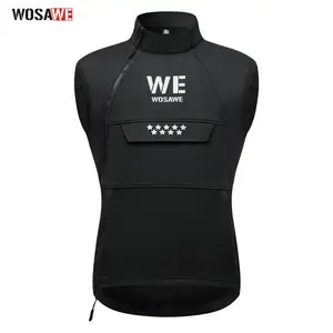 WOSAWE Cycling Vest for Men Women Fleece Thermal Motorcycle Sleeveless Softshell Jacket Windproof Reflective Running Gilet