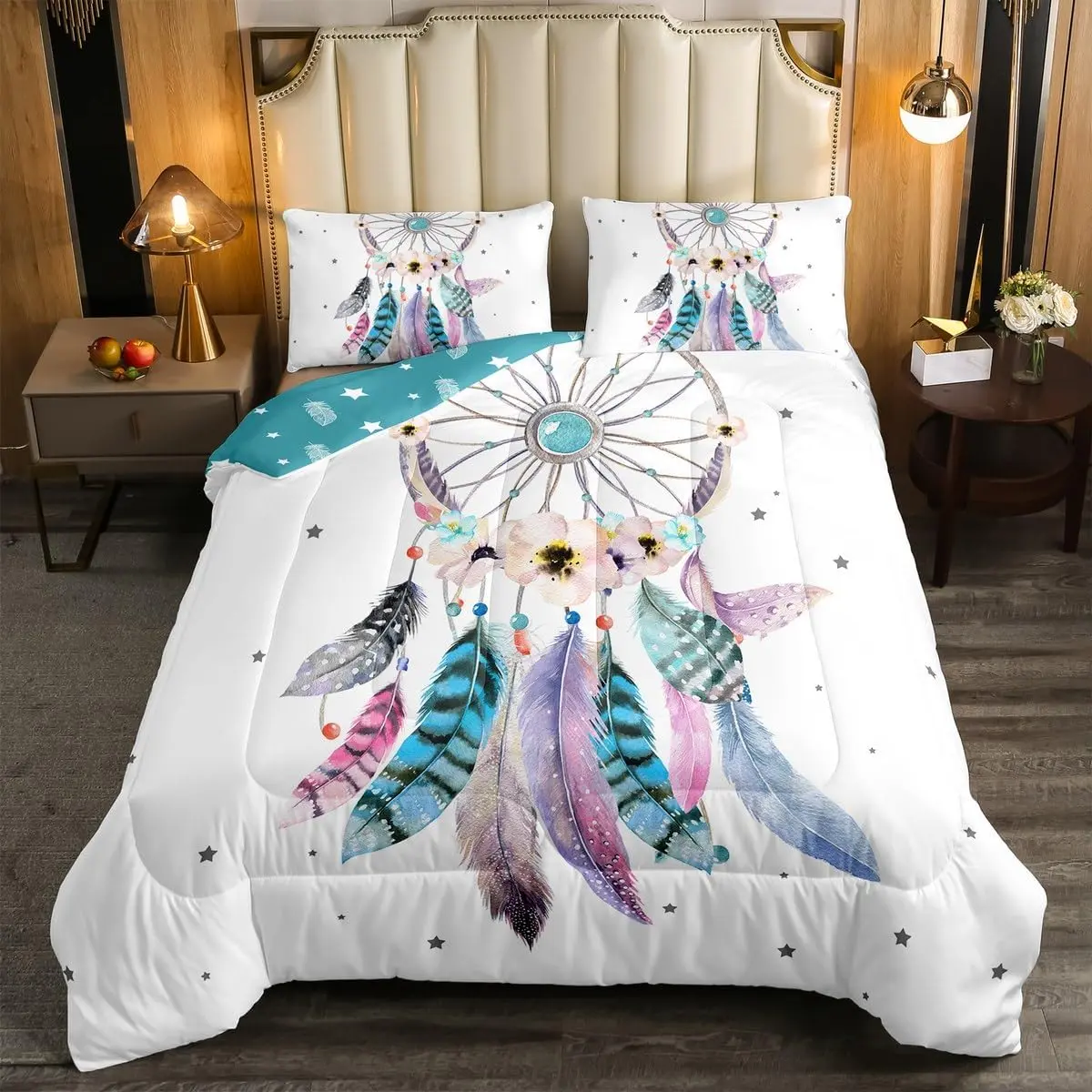 Feelyou Women's Decorative Bedroom Bedding Set - Floral Cherry Blossom Comforter, Aztec Tribal Duvet Quilt, Decorative Bedding Set, Bedspread Set, Floral Bedding Sets