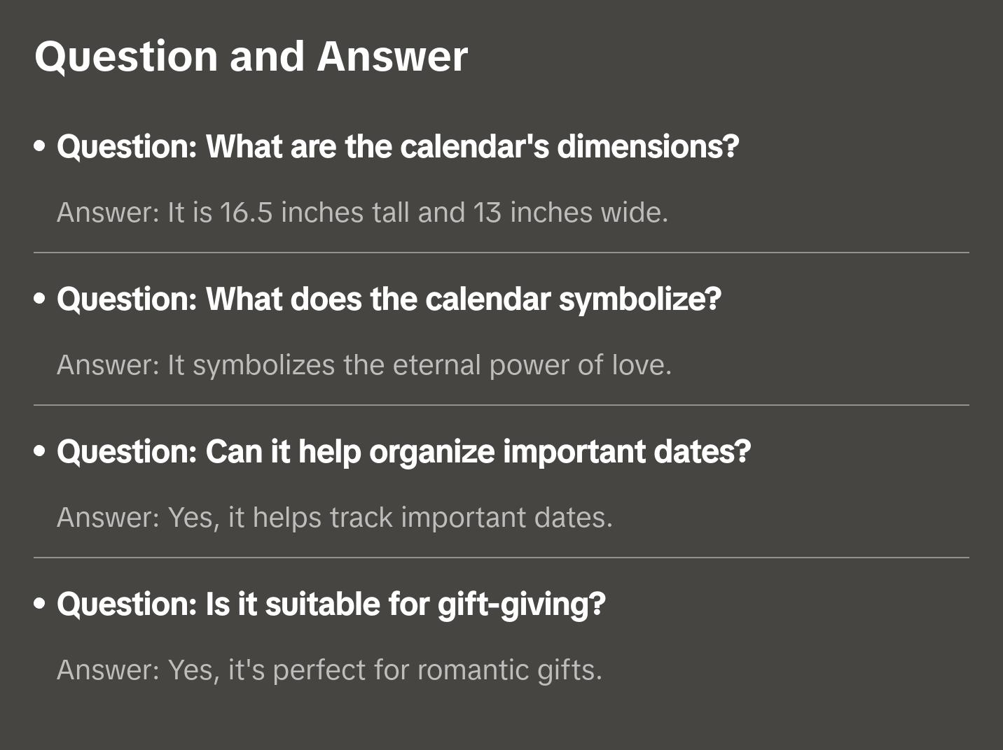 Calendario Amor Eterno