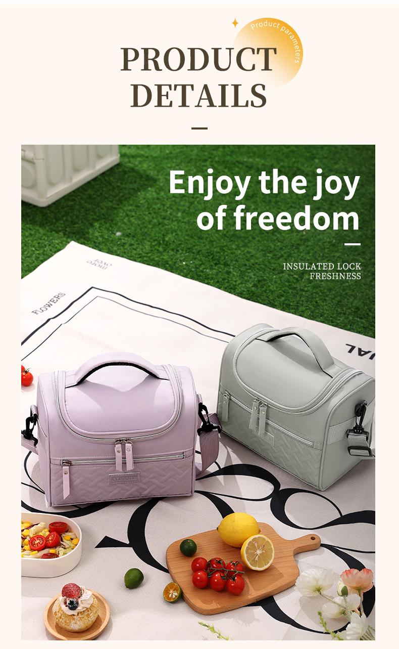 2.11gal Durable Oxford Cloth Lunch Bag, Aluminum Foil Insulated Lunch Bag with Zippered Compartments and Adjustable Shoulder Strap - Simple Everyday Use Bag