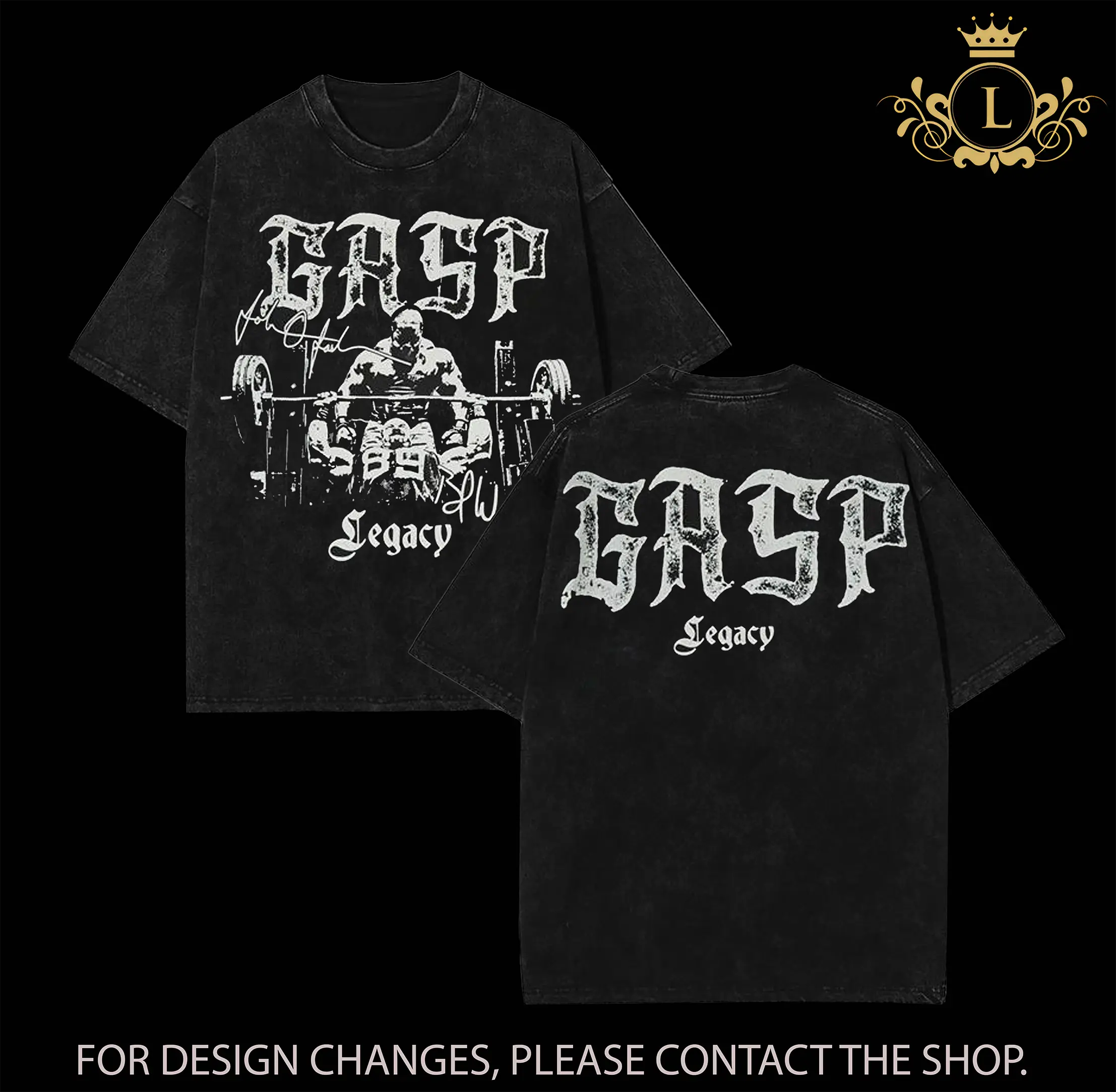 GASP Legacy Gym Washed T-Shirt, Muscle Training Workout Tee, Oversized Heavyweight Cotton Gym Shirt for Men, Vintage Wash Fitness Streetwear, Tank Top, Bodybuilding Apparel, Lifting Workout Outfit, Casual Athletic Wear