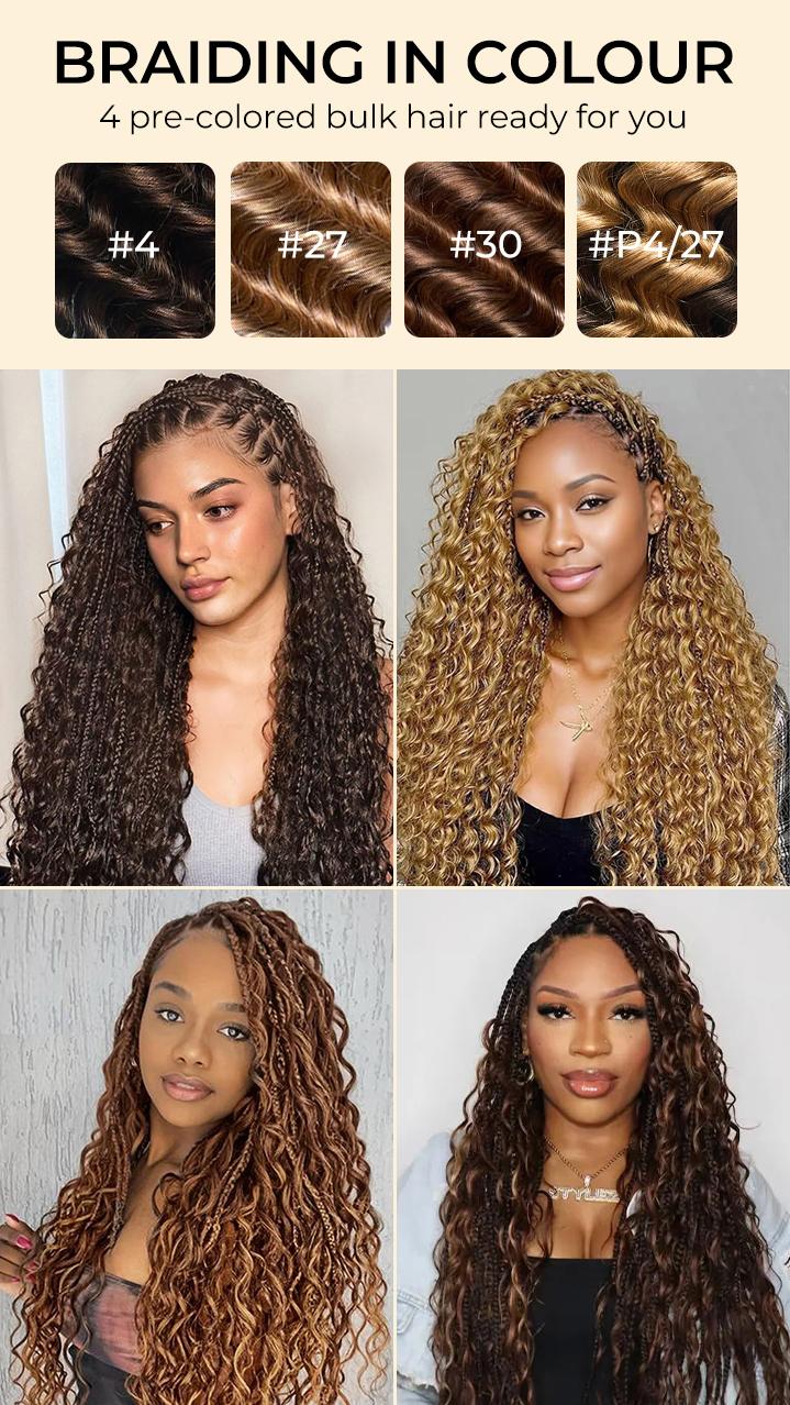 [Wequeen] Easy Braiding Deep Wave Bulk Human Hair 16"-24" For Boho Braids Trendy In Summer Natural Black Afro Braided