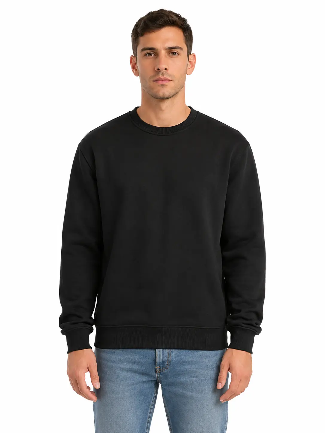 Men’s Cotton Blend Fleece Crewneck (Round Neck) Longsleeves Pullover Tops - Classic Solid Color Casual Menswear for Fall Winter Wear & Everyday Layering hoodies men