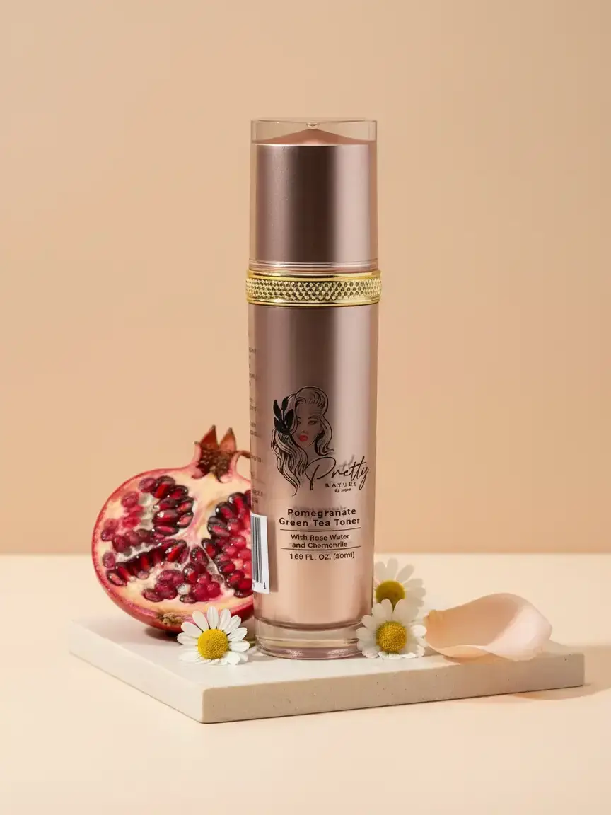 PRETTY NATURE BY JOYCE Pomegranate Green Tea Toner - Single Item, Infused with Rose Water & Chamomile, Unisex Natural Gentle Youth-Focused Skincare Toner for Hydration, Moisture, Pore Control, Dull Skin Repair - Daily Refreshment for Men