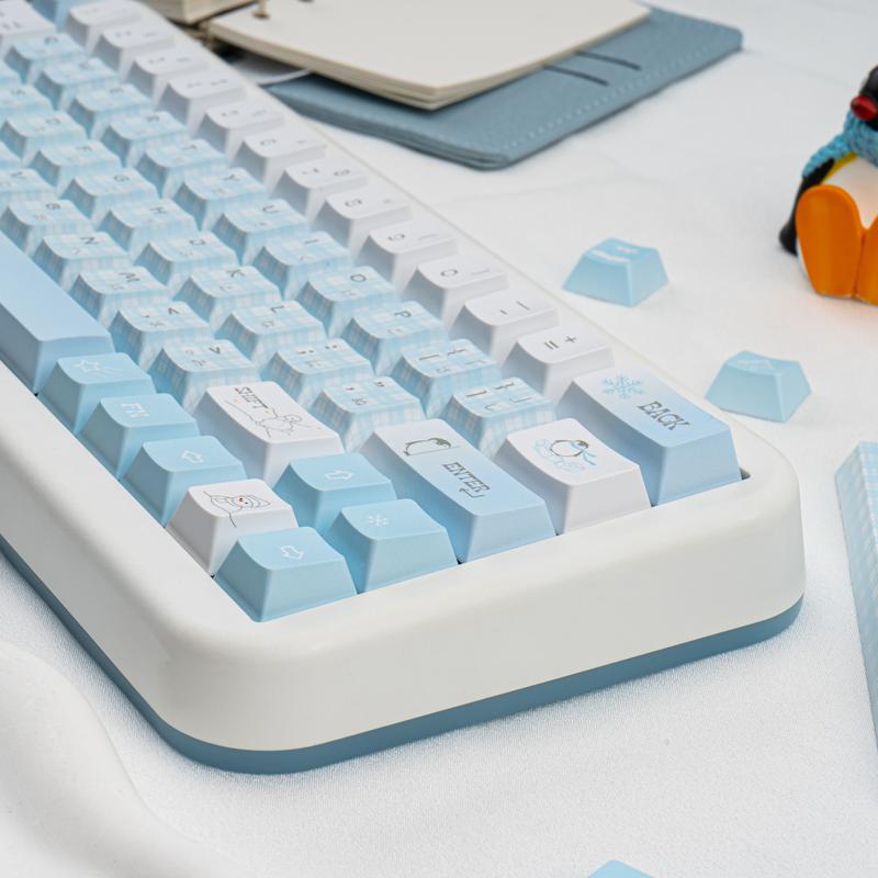 Ergonomic keycaps COOMICKEY Creamy Keycaps Set 145 Keys PBT Dye Sublimation Snowman Shape Blue Custom Keycap for 61/64/87/104/108 Cherry MX Switches ISO ANSI Layout Mechanical & Gaming Keyboard