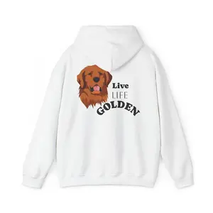 Golden Retriever Illustration Live Life Golden Hoodie | Dog Lover Sweatshirt