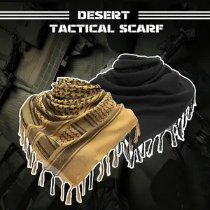 Military Shemagh Tactical Desert Scarf - 100% Cotton Keffiyeh Scarf Wrap for Men and Women Neck Gaiter 43"x43" Soft Comfortable Turban Style