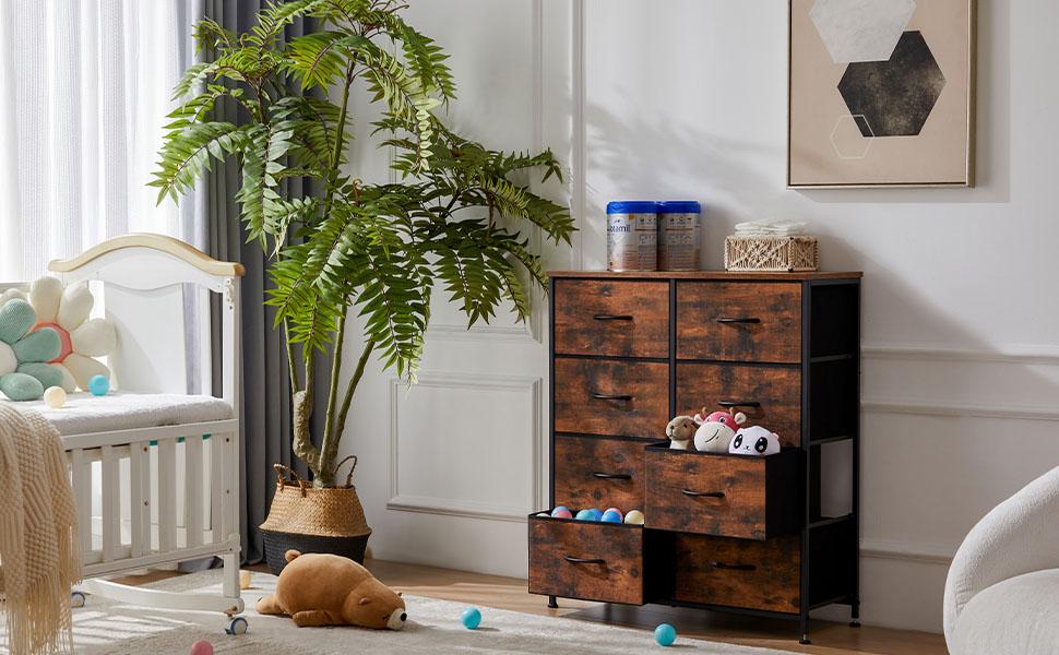 【New Year Gifts】Chest of Drawers with Fabric Drawers, Sideboard with 8 Drawers, Drawer Cabinet for Kitchen, Office, Hallway, and TV Cabinet drawer dresser