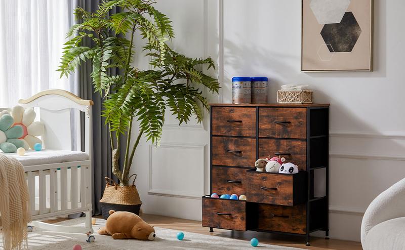 【New Year Gifts】Chest of Drawers with Fabric Drawers, Sideboard with 8 Drawers, Drawer Cabinet for Kitchen, Office, Hallway, and TV Cabinet drawer dresser