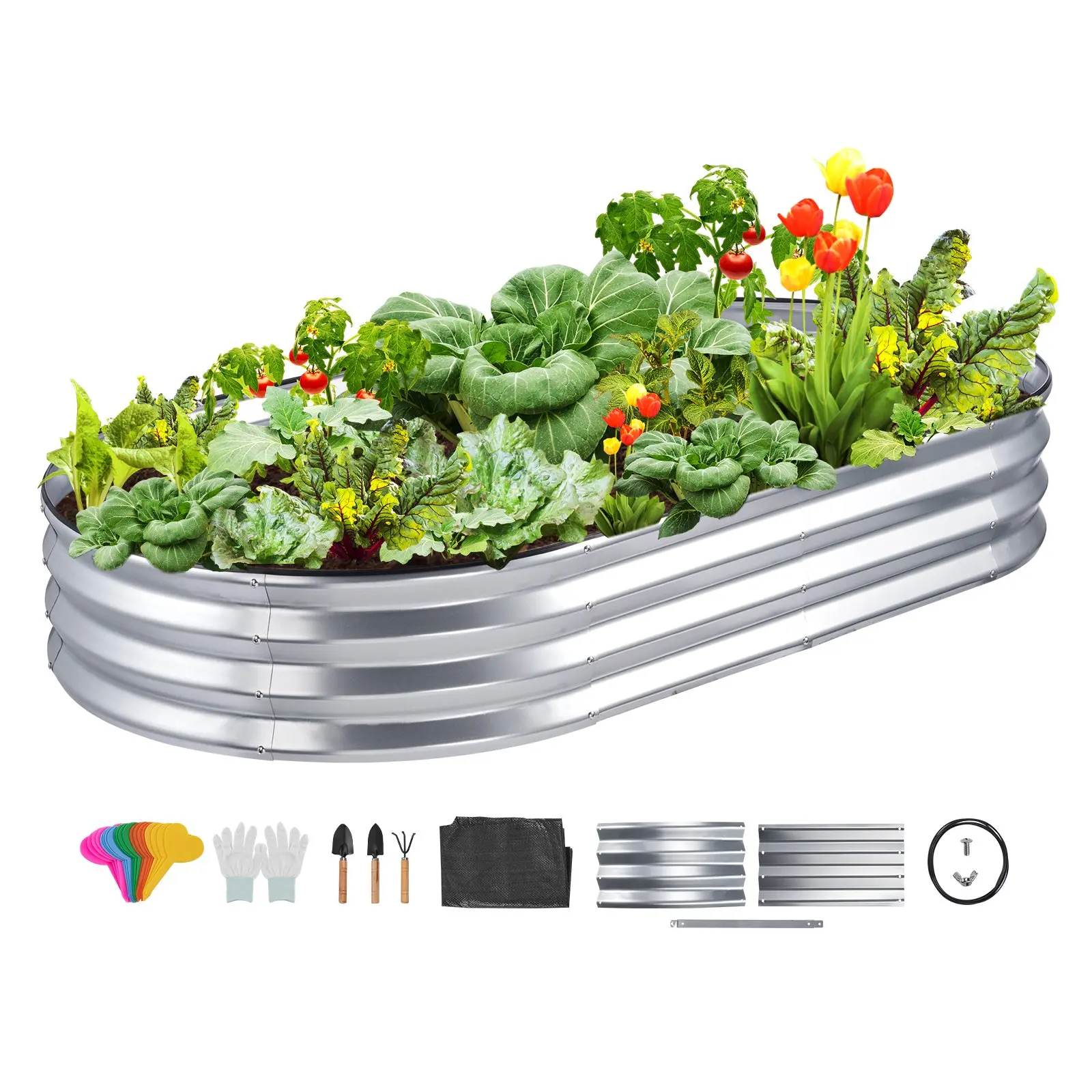 【Summerfinds】VEVOR Raised Garden Bed 70.9x35.4x11 inch Galvanized Metal Planter BoxOutdoor Planting Boxes with Open Basefor Growing Flowers/Vegetables/Herbs in Backyard/Garden/Patio/Balcony
