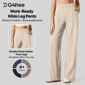 G4Free ShiftReady Women's Wide Leg Dress Yoga Pants with Pockets Dressy Casual Slacks High Waist Work Trousers