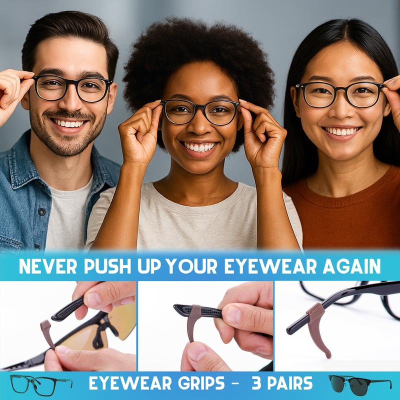 Anchor Glasses Grips - 3 Pack - Anti Slip Eyeglass Holder Ear Grip Sunglasses Retainer Temple Tip Reading Glasses Holder