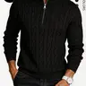 SAND SOUND Men's Plain Quarter-Zip Knitwear, Elegant Stand Collar Long Sleeve Pullover, Preppy College Style Top with Premium Fabric for Fall Winter Daily & Halloween Wear
