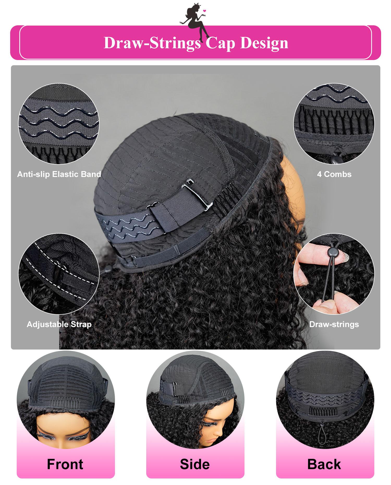[Wear Go Half Wig] BGMgirl Burmese Curly Wear Go Spiral Curly Ends Half Wig Invisible Hairline Draw-string Cap Seamless Flip Over Locs Style Human Hair Wig Beginner Friendly Vacation Hair Updo Down Style TikTokShopBlackFriday