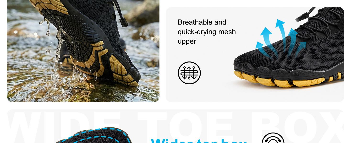 HIITAVE New Men's 5 Wide Toes Barefoot Water Shoes Outdoor Breathable Quick-Drying River Shoes Suitable for Beaches, Surfing, and Creeks summervibes
