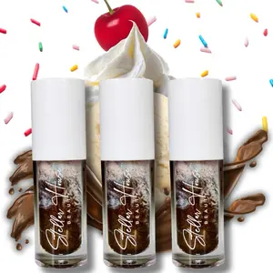 Fudge Sundae Lip Gloss- Made with Smoothing Mango Butter- Non sticky -Moisturizing Coconut Oil- Vegan - Cruelty Free - Glossy - Moisturizer -  Cosmetic  Makeup Lip Care Hydrating -Chocolate Flavored - Vitamin E - Hibiscus and Lemon Oil Brightening-
