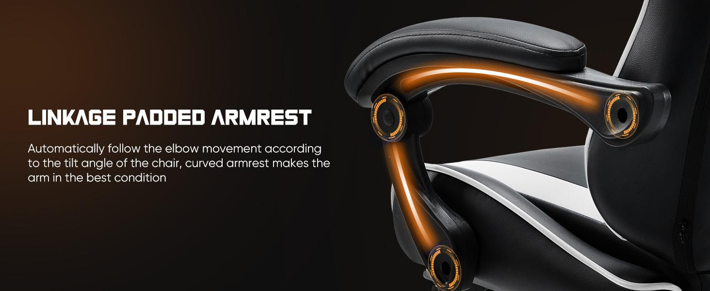 Gaming Chair Desk Chair - with Footrest and Lumbar Support, PU Leather Recliner with Headrest, Fixed Up Armrest, Height Adjustable with 360° Swivel