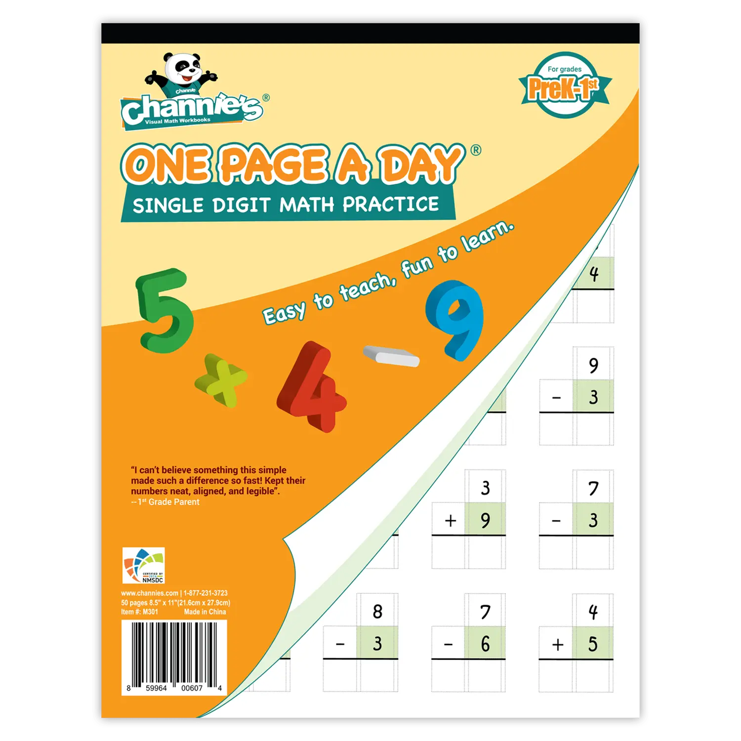 One Page A Day Single Digit Addition & Subtraction Workbook – Visual Math Practice for Early Learners