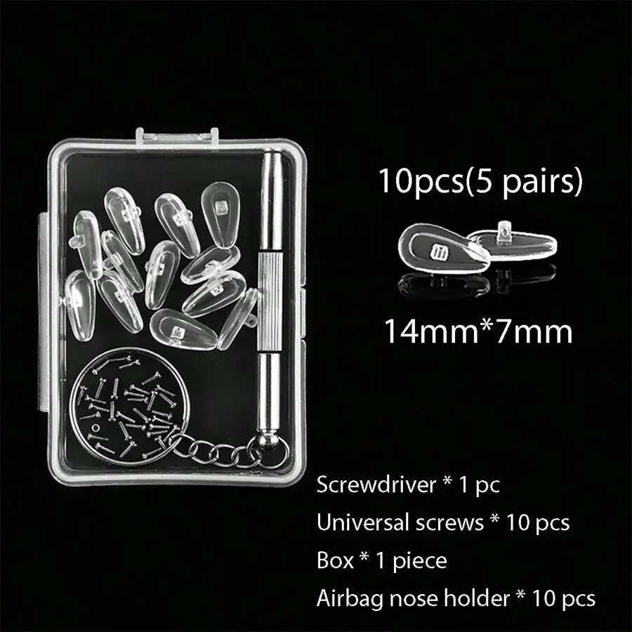 Upgraded Soft Silicone Air Cushion Nose Pads for Eyeglasses, 5 Pairs 15mm Screw-in Replacement Nose Pads Kit, Anti-Slip Comfortable Air Chamber Design with Screws & Micro Screwdriver for Glasses Repair N2