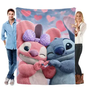 Disney Aesthetic Stitch Cooling Blanket Soft Plush Design for Disney Fans Perfect Valentine's Day Gift Four Sizes Available