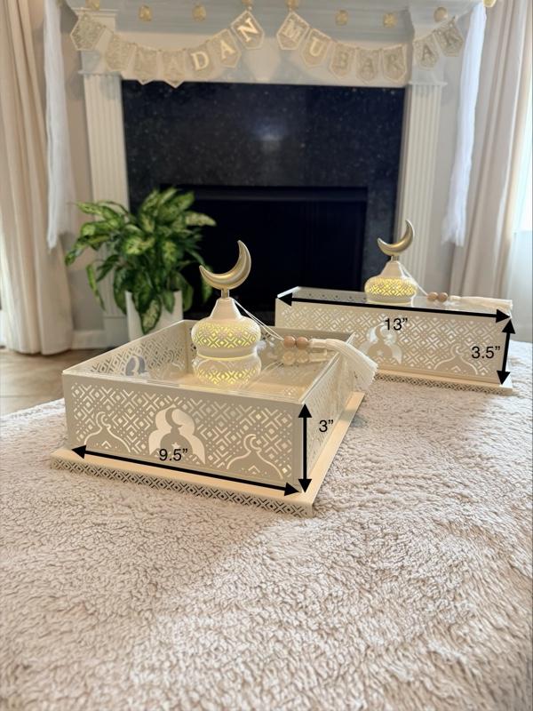Ramadan & Eid serving tray with LED light rectangular shape